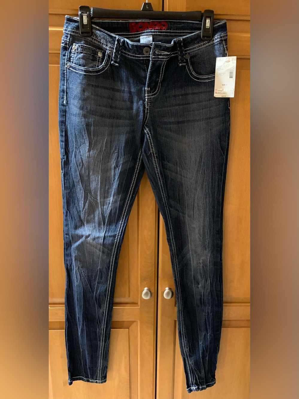 NWT BONGO Dark Blue Embellished Women's Skinny Leg Denim Jeans Size 5